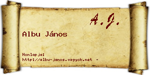 Albu János névjegykártya